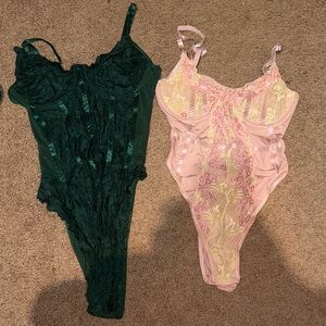 Green and Pink Lace Bodysuits